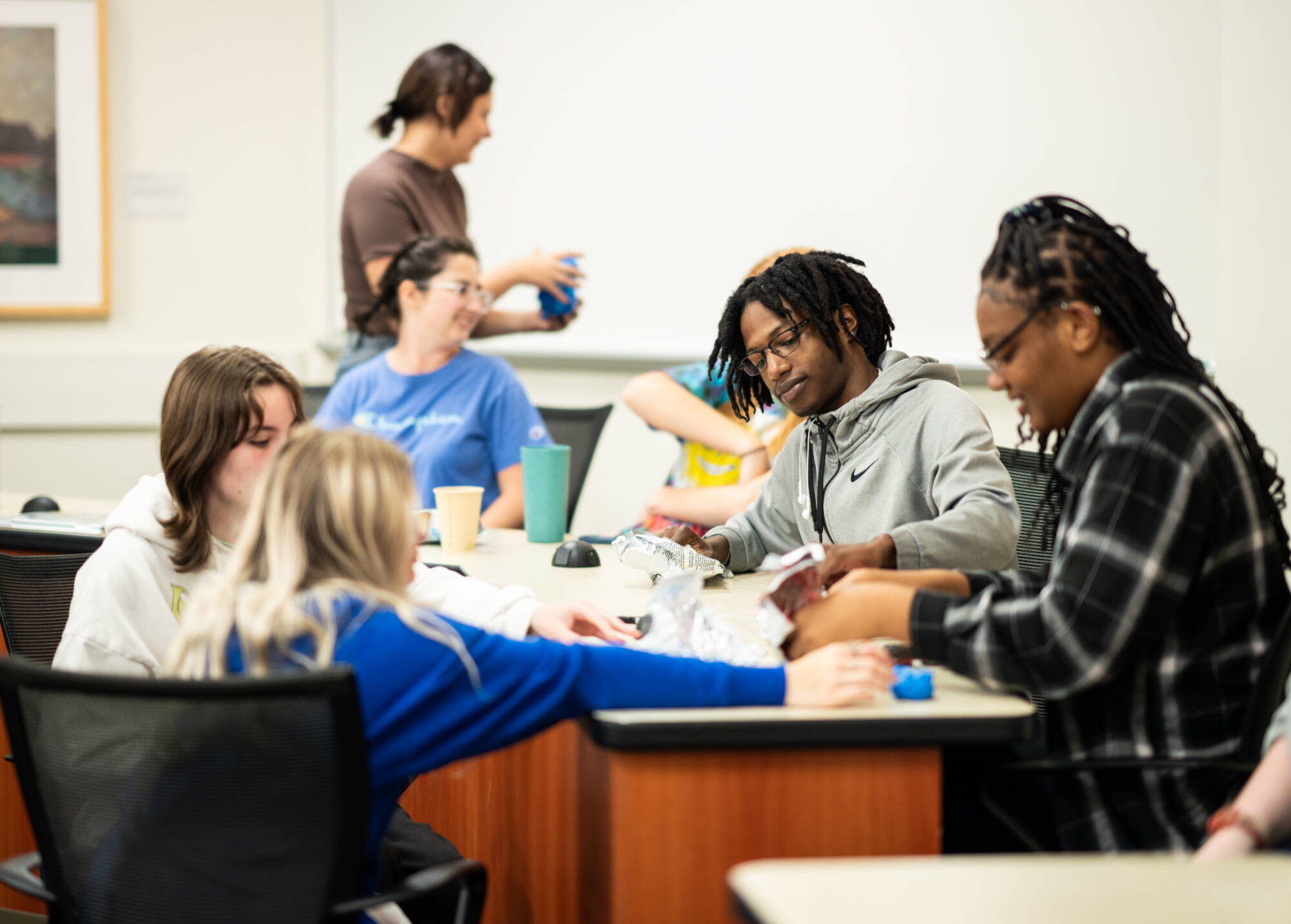 Students in Dr. Becky Williams' Intro to Social Change class get to know each other during activities at their first class meeting on Sept 1, 2023. (photo by Amanda Pitts)